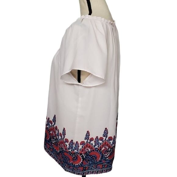 Loft Pleated Pink Floral Peasant Top Petite - Picture 4 of 6